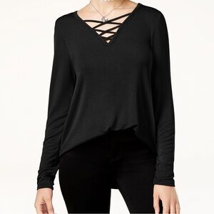 3X Forever 21 Black Crisscross V-Neck Women's Top